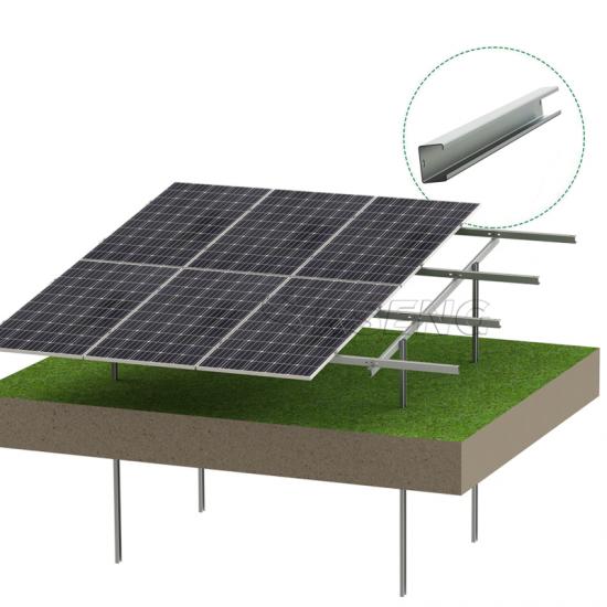 Solar ground mounting system designed for stable photovoltaic panel installation and efficient solar power generation