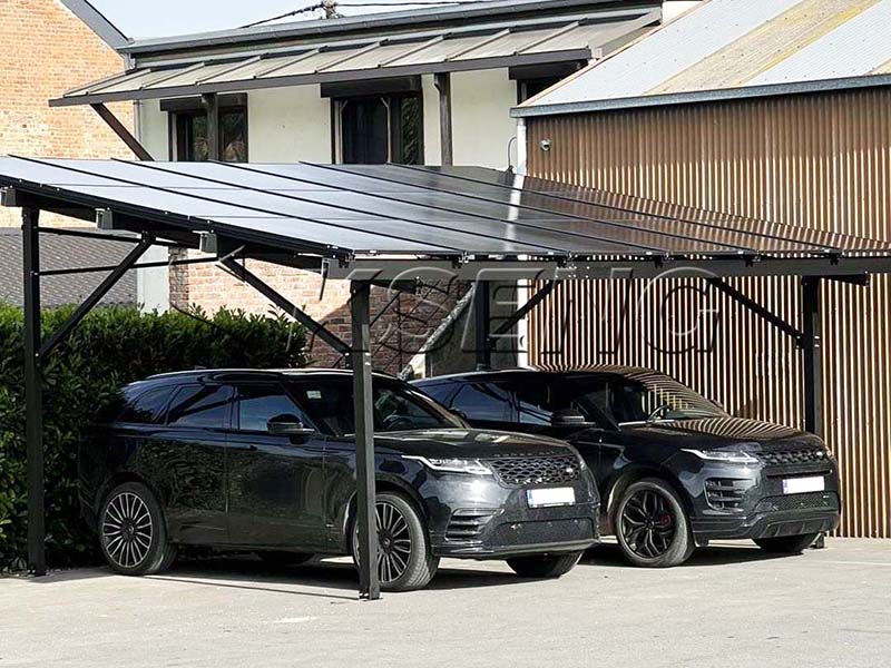 8KW-Black Aluminum Solar Carport Solution in Belgium 
