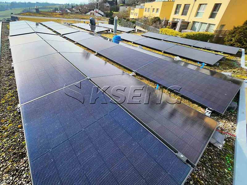 40KW-Ballast Flat Roof Solar Mounting in Switzerland